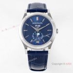 PPF Swiss Patek Philippe Complications Annual Calendar Moonphase Watch Blue Stick Dial